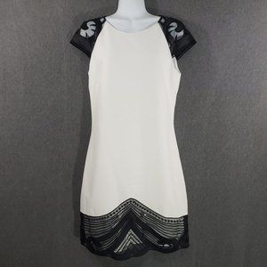 Belle Badgley Mischka‎ Dress Ivory Black Sheath Siz